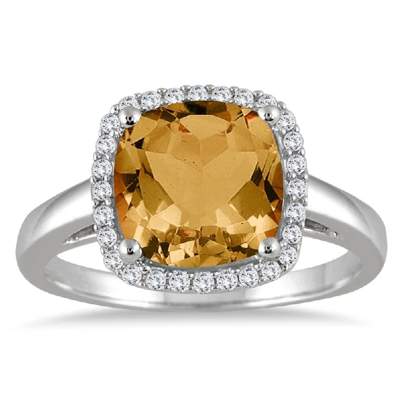 Sapphire Gemstone Rings in 18K White Gold with Diamond Accents for an Elegant Engagement2.80 Carat Cushion Cut Citrine and Diamond Halo Ring in 10K White Gold