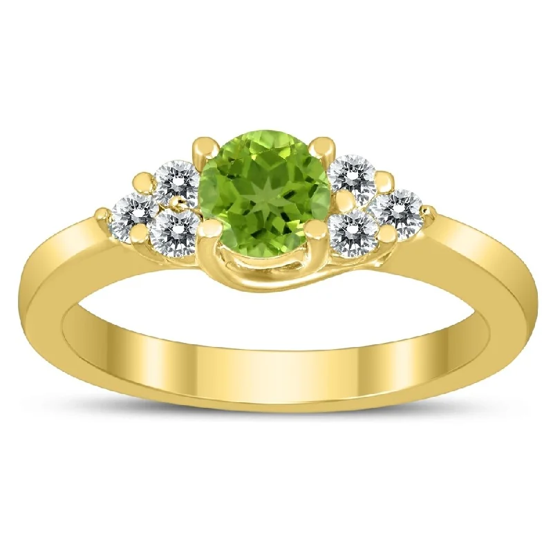 Alexandrite Gemstone Rings in Platinum with a Hidden Halo for a Rare and Luxurious Piece5MM Peridot and Diamond Cynthia Ring in 10K Yellow Gold