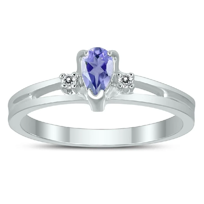 Lapis Lazuli Gemstone Rings in Sterling Silver with a Star - Shaped Setting for a Celestial - Inspired Piece5X3MM Tanzanite and Diamond Pear Shaped Open Three Stone Ring in 10K White Gold