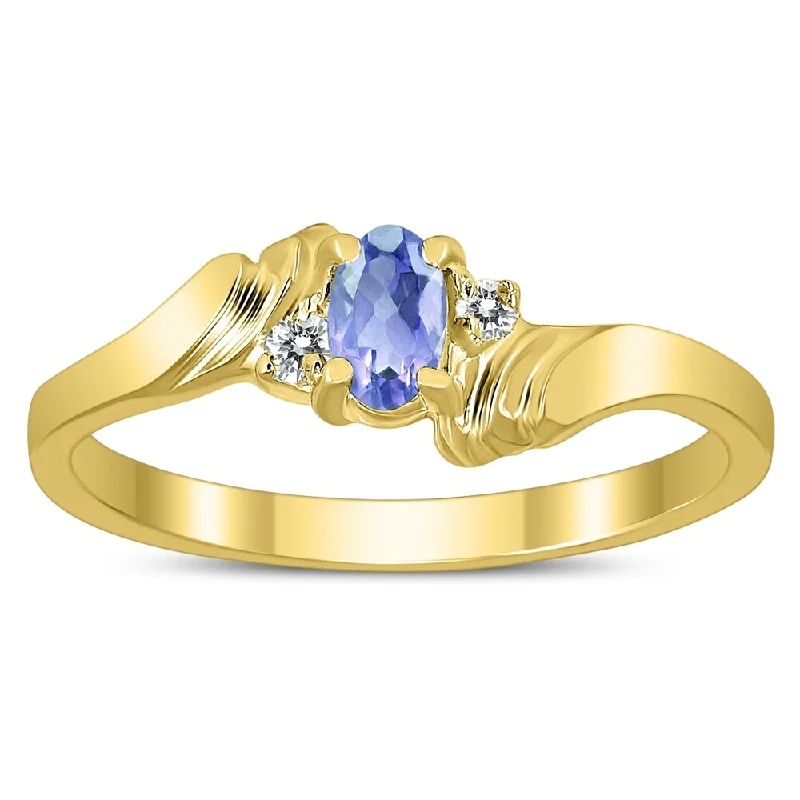 Ruby Gemstone Rings in 14K Yellow Gold with a Solitaire Setting for a Classic and Bold Statement5X3MM Tanzanite and Diamond Wave Ring in 10K Yellow Gold