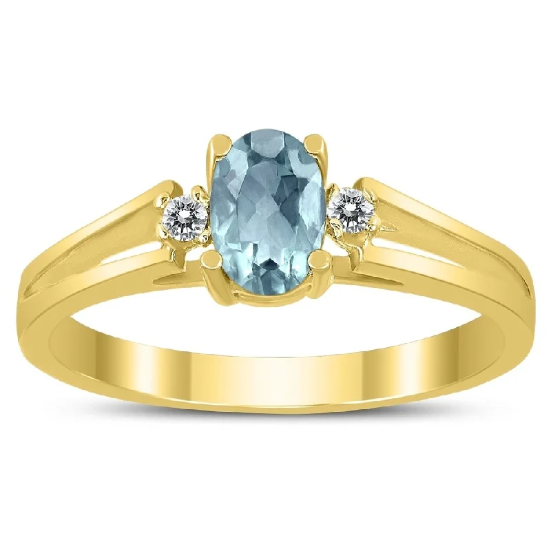 Jasper Gemstone Rings in 18K Gold Vermeil with a Matte Finish for a Subtle and Elegant Look6X4MM Aquamarine and Diamond Open Three Stone Ring in 10K Yellow Gold