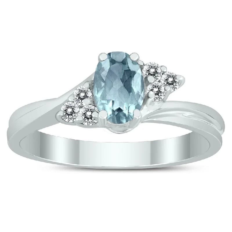 Amethyst Gemstone Rings in Sterling Silver with a Halo of Cubic Zirconia for a Budget - Friendly Luxury6X4MM Aquamarine and Diamond Twist Ring in 10K White Gold