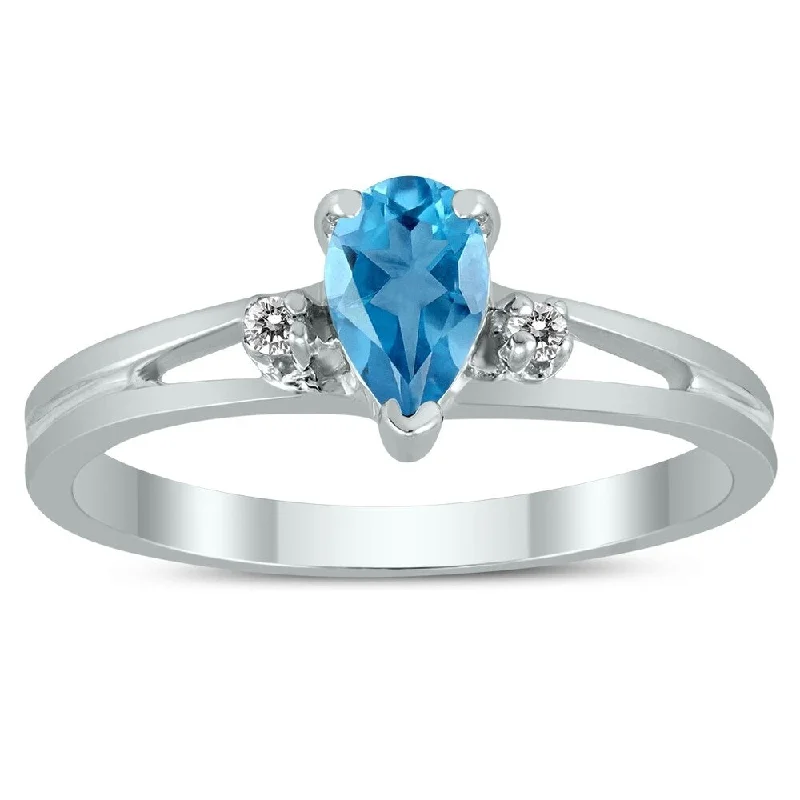 Alexandrite Gemstone Rings in Platinum with a Hidden Halo for a Rare and Luxurious Piece6X4MM Blue Topaz and Diamond Pear Shaped Open Three Stone Ring in 10K White Gold