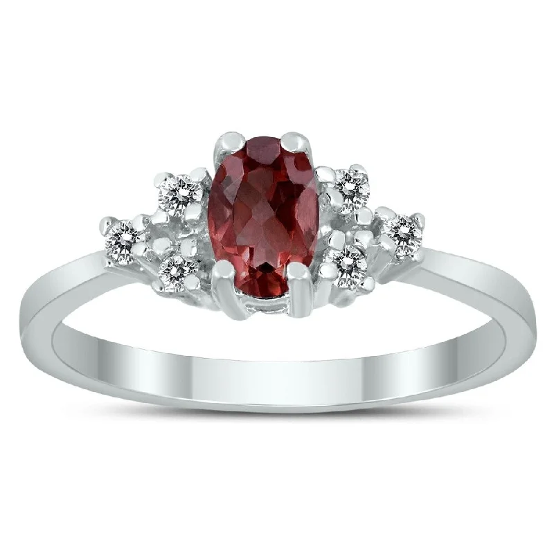 Sapphire Gemstone Rings in 18K White Gold with Diamond Accents for an Elegant Engagement6X4MM Garnet and Diamond Regal Ring in 10K White Gold