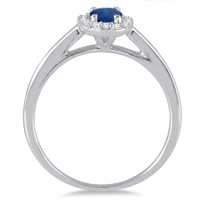 Tanzanite Gemstone Rings in 10K Gold with a Trilogy Design for a Sophisticated Gift6x4MM Oval Shape Sapphire and Diamond Halo Ring in 10K White Gold