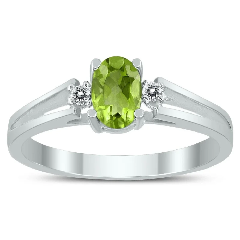 Alexandrite Gemstone Rings in Platinum with a Hidden Halo for a Rare and Luxurious Piece6X4MM Peridot and Diamond Open Three Stone Ring in 10K White Gold