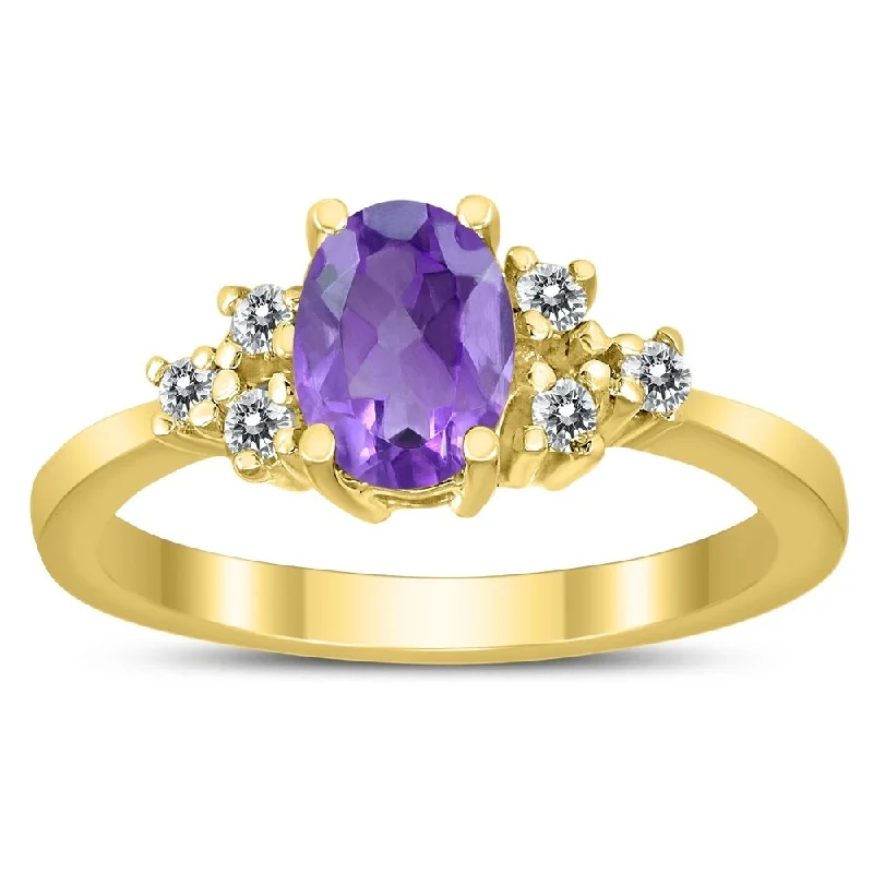 Turquoise Gemstone Rings in 925 Silver with a Southwestern - Inspired Design for a Rustic Charm7X5MM Amethyst and Diamond Regal Ring in 10K Yellow Gold