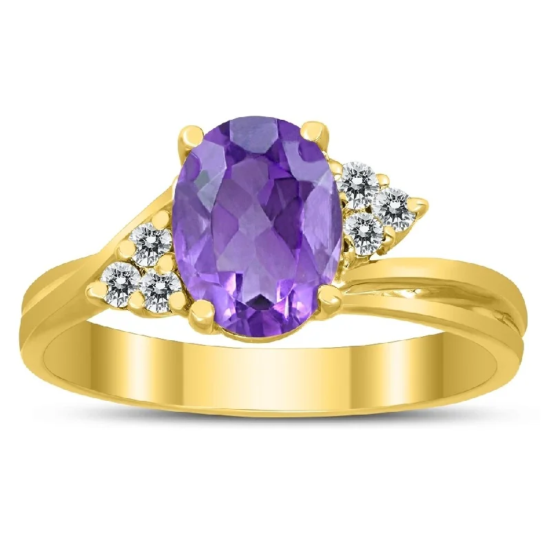 Ruby Gemstone Rings in 14K Yellow Gold with a Solitaire Setting for a Classic and Bold Statement8X6MM Amethyst and Diamond Twist Ring in 10K Yellow Gold