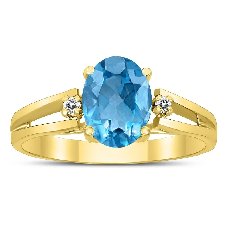 Opal Gemstone Rings in Rose Gold with a Milgrain Edge for a Feminine and Romantic Style8X6MM Blue Topaz and Diamond Open Three Stone Ring in 10K Yellow Gold