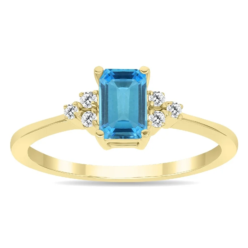 Tourmaline Gemstone Rings in 18K Two - Tone Gold with a Floral - Shaped Setting for a Feminine TouchBlue Topaz and Diamond Regal Ring in 10k Yellow Gold