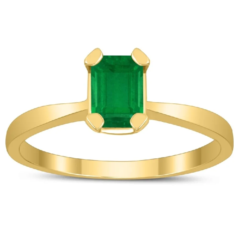 Topaz Gemstone Rings in 10K Gold with a Channel - Set Design for a Contemporary and Durable OptionEmerald Shaped 6X4MM Emerald Solitaire Ring in 10K Yellow Gold