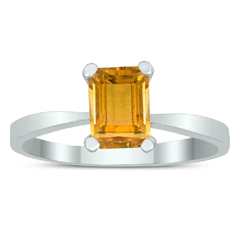 Tourmaline Gemstone Rings in 18K Two - Tone Gold with a Floral - Shaped Setting for a Feminine TouchEmerald Shaped 7X5MM Citrine Solitaire Ring in 10K White Gold