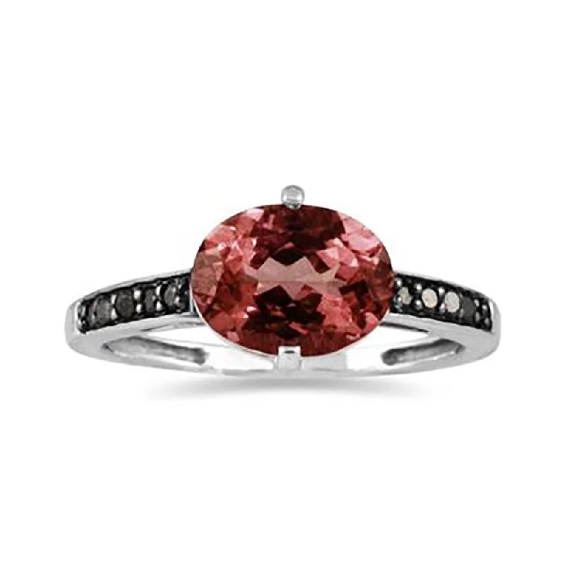 Sapphire Gemstone Rings in 18K White Gold with Diamond Accents for an Elegant EngagementGarnet and Black Diamond Ring in 10K White Gold