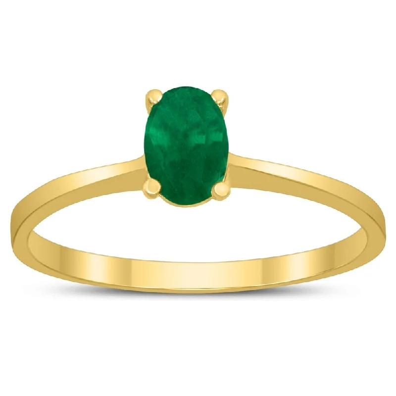 Citrine Gemstone Rings in Stainless Steel with a Stackable Design for a Trendy Everyday WearOval Solitaire 6X4MM Emerald Ring in 10K Yellow Gold