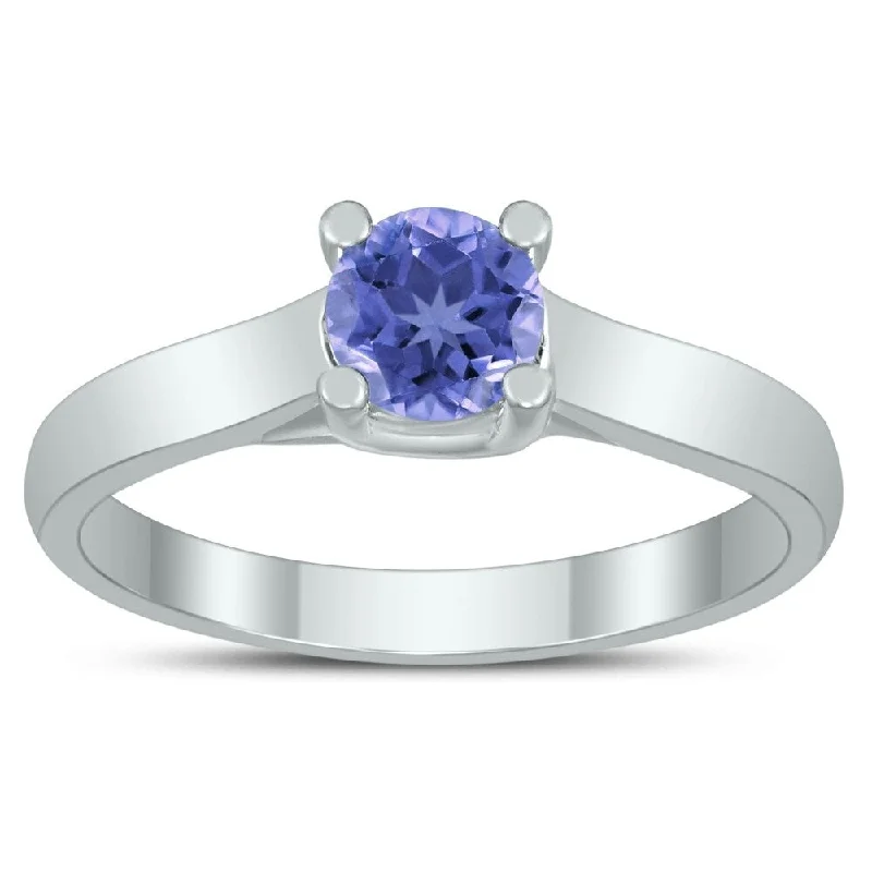 Citrine Gemstone Rings in Stainless Steel with a Stackable Design for a Trendy Everyday WearRound 5MM Tanzanite Cathedral Solitaire Ring in 10K White Gold