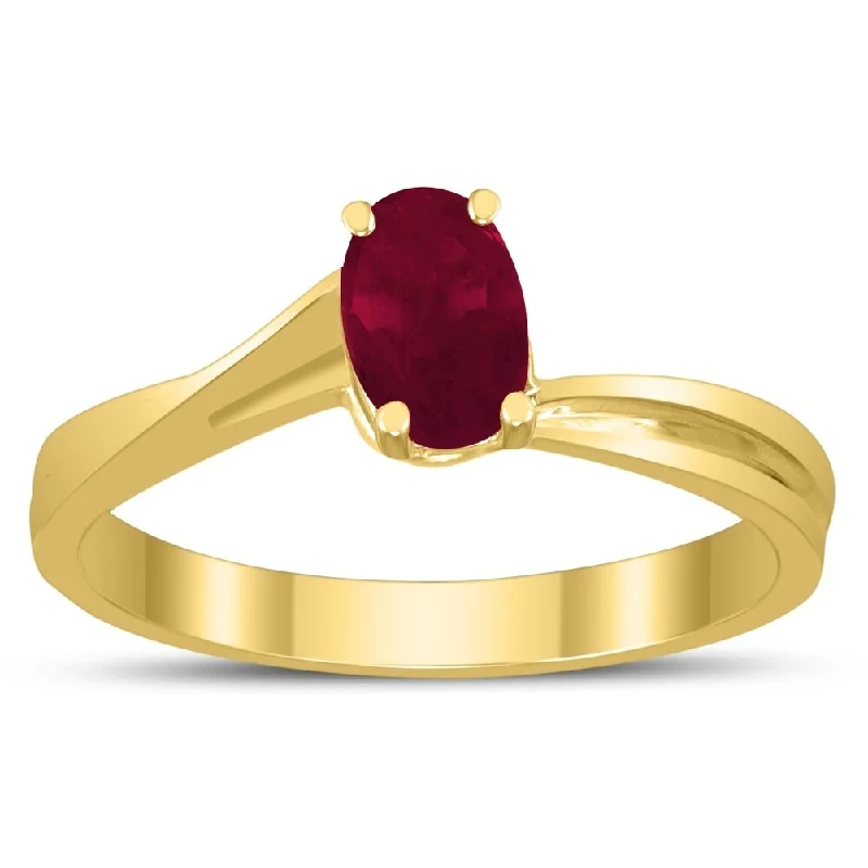 Alexandrite Gemstone Rings in Platinum with a Hidden Halo for a Rare and Luxurious PieceSolitaire Oval 6X4MM Ruby Gemstone Twist Ring in 10K Yellow Gold