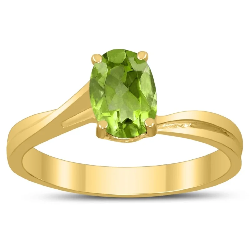 Sapphire Gemstone Rings in 18K White Gold with Diamond Accents for an Elegant EngagementSolitaire Oval 7X5MM Peridot Gemstone Twist Ring in 10K Yellow Gold