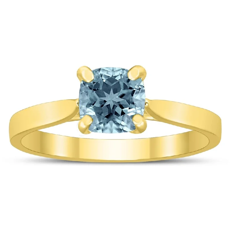 Jasper Gemstone Rings in 18K Gold Vermeil with a Matte Finish for a Subtle and Elegant LookSquare Princess Cut 6MM Aquamarine Solitaire Ring in 10K Yellow Gold