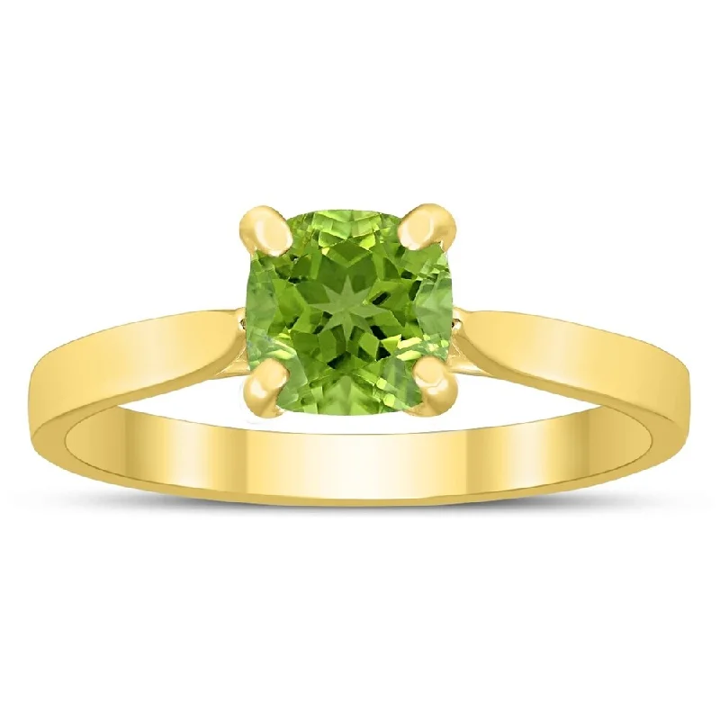 Malachite Gemstone Rings in 14K Gold with a Carved Stone for a Unique and Artistic AppealSquare Princess Cut 6MM Peridot Solitaire Ring in 10K Yellow Gold