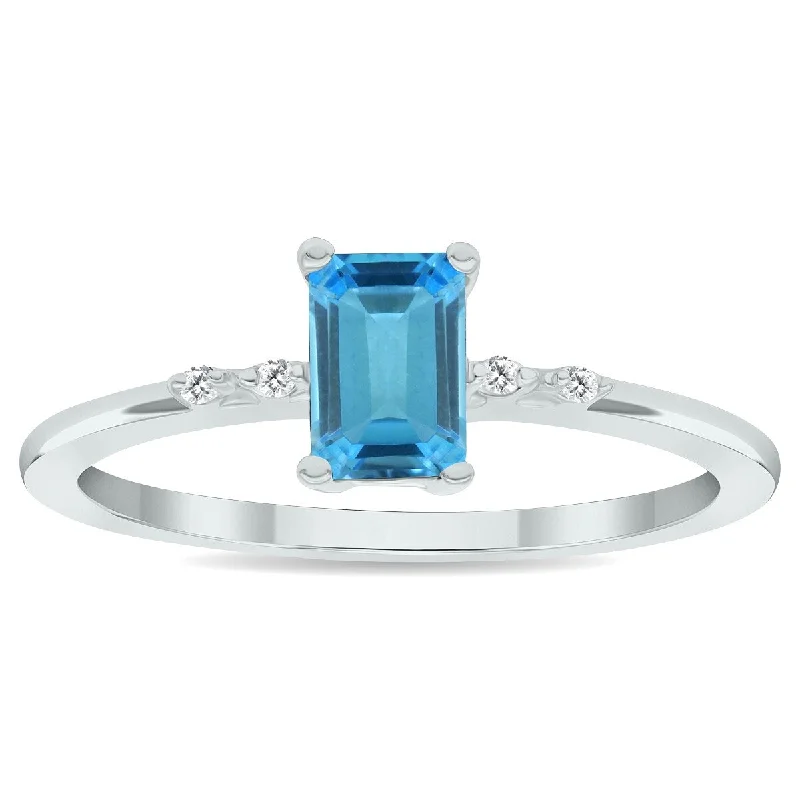 Citrine Gemstone Rings in Stainless Steel with a Stackable Design for a Trendy Everyday WearWomen's Blue Topaz and Diamond Sparkle Ring in 10K White Gold