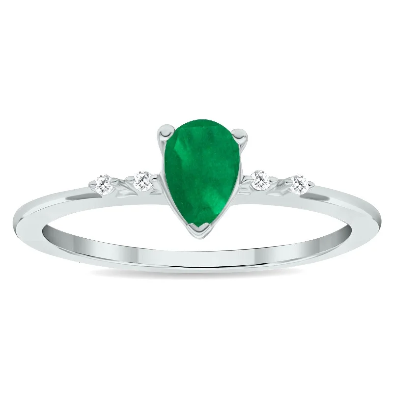 Tourmaline Gemstone Rings in 18K Two - Tone Gold with a Floral - Shaped Setting for a Feminine TouchWomen's Emerald and Diamond Sparkle Ring in 10K White Gold