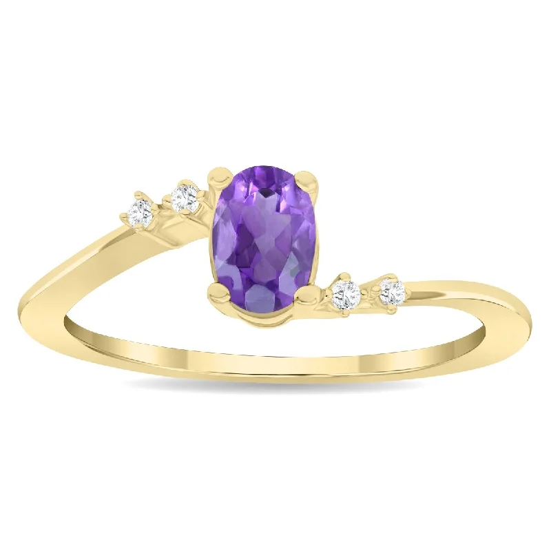 Alexandrite Gemstone Rings in Platinum with a Hidden Halo for a Rare and Luxurious PieceWomen's Oval Shaped Amethyst and Diamond Tierra Ring in 10K Yellow Gold