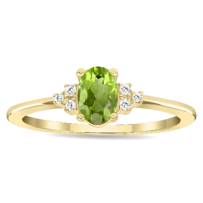 Iolite Gemstone Rings in 10K Gold with a Twisted Band for a Distinctive and Stylish AccessoryWomen's Oval Shaped Peridot and Diamond Half Moon Ring in 10K Yellow Gold