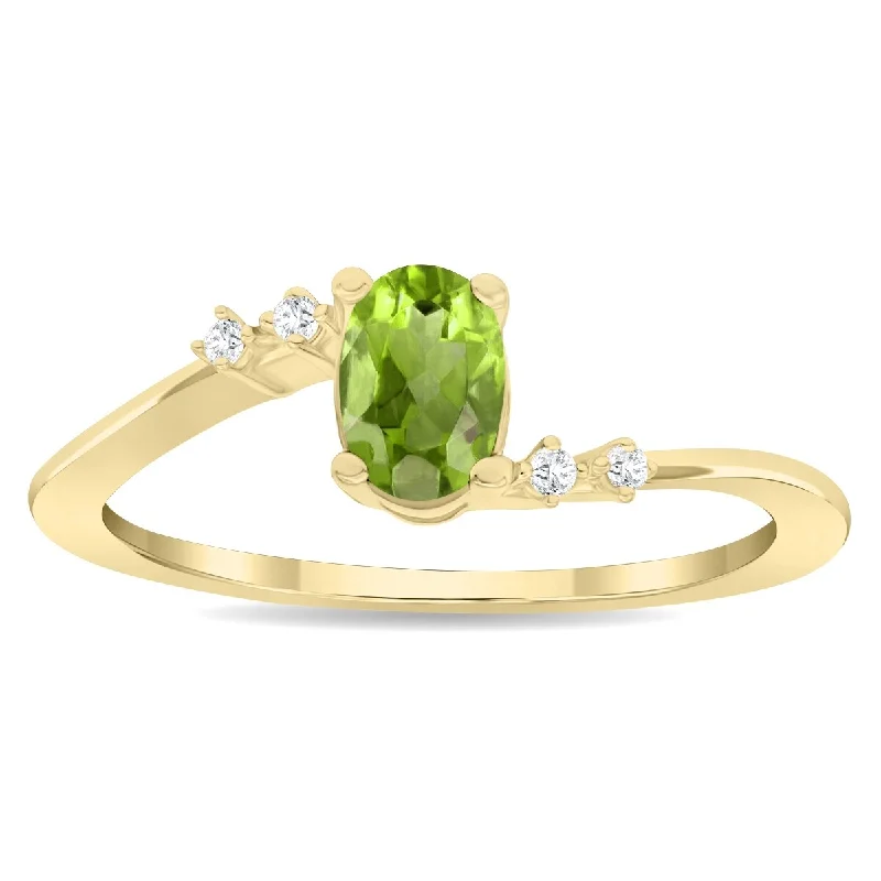 Turquoise Gemstone Rings in 925 Silver with a Southwestern - Inspired Design for a Rustic CharmWomen's Oval Shaped Peridot and Diamond Tierra Ring in 10K Yellow Gold