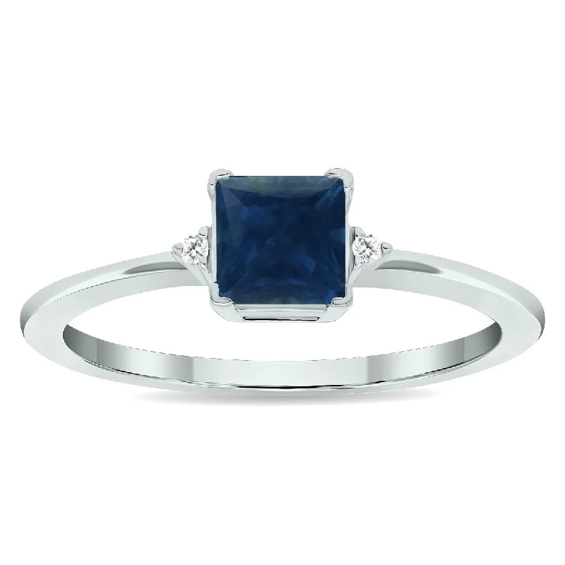 Jasper Gemstone Rings in 18K Gold Vermeil with a Matte Finish for a Subtle and Elegant LookWomen's Princess Cut Sapphire and Diamond Classic Band in 10K White Gold