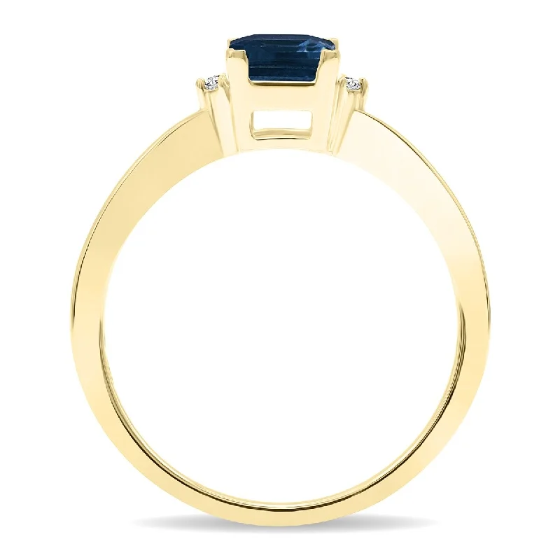 Jasper Gemstone Rings in 18K Gold Vermeil with a Matte Finish for a Subtle and Elegant LookWomen's Square Shaped Sapphire and Diamond Classic Band in 10K Yellow Gold