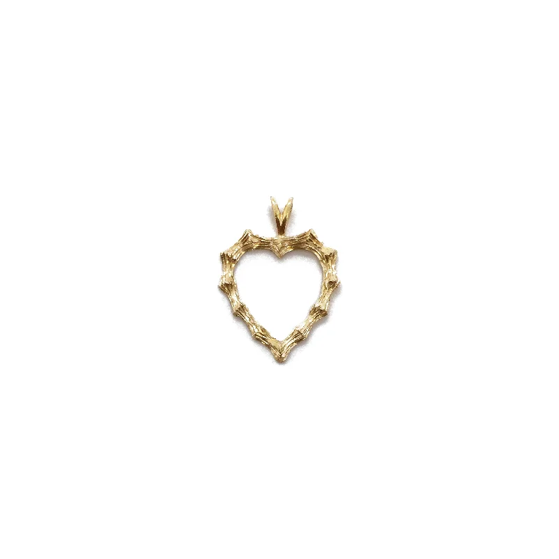 Retro - Inspired Art Deco - Patterned Pendant in Silver for Vintage LoversBamboo Heart Outline Pendant (14K)