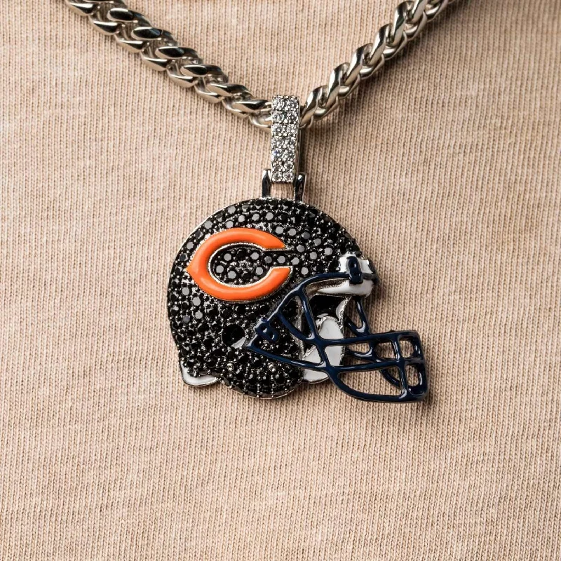 Double - Sided Pendant Necklace with a Photo Insert for Memory - KeepersChicago Bears Official NFL Helmet Pendant