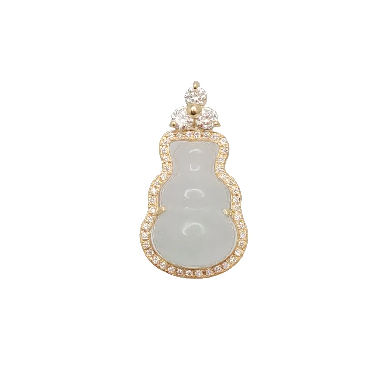 Magnetic - Locking Pendant with Hidden Compartment for Secret MessagesDiamond Bail Jade Gourd Pendant (14K)