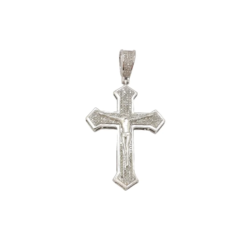 Rhinestone - Encrusted Crown Pendant for Little Girls' Dress - UpDiamond Crucifix Pendant (14K)