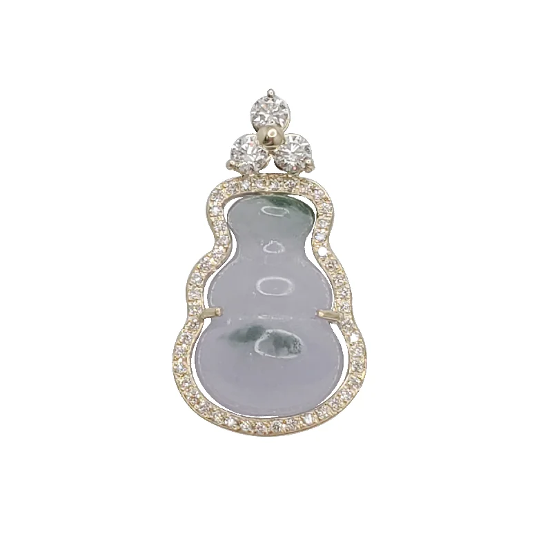 Pearl - Embellished Floral Pendant for a Feminine and Romantic LookDiamond Jade Gourd Pendant (14K)