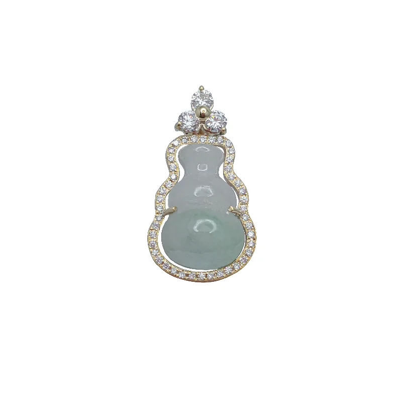 Pearl - Embellished Floral Pendant for a Feminine and Romantic LookDiamond Jade Gourd Pendant (14K)