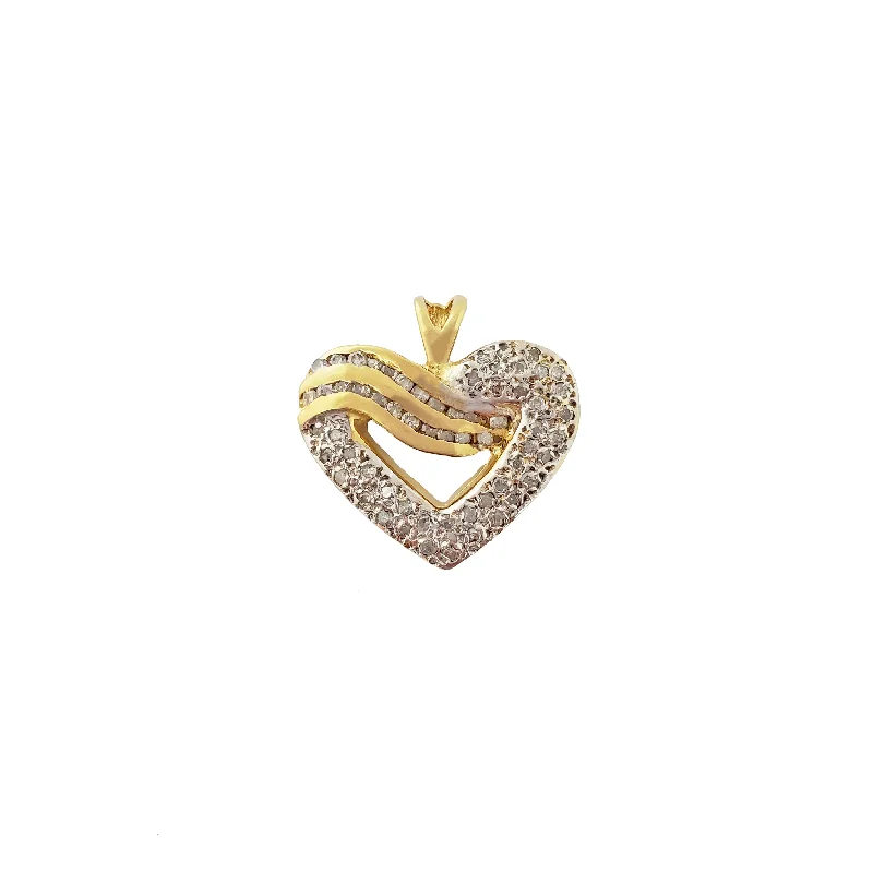 Magnetic - Locking Pendant with Hidden Compartment for Secret MessagesDiamond Wave Heart Pendant (14K)