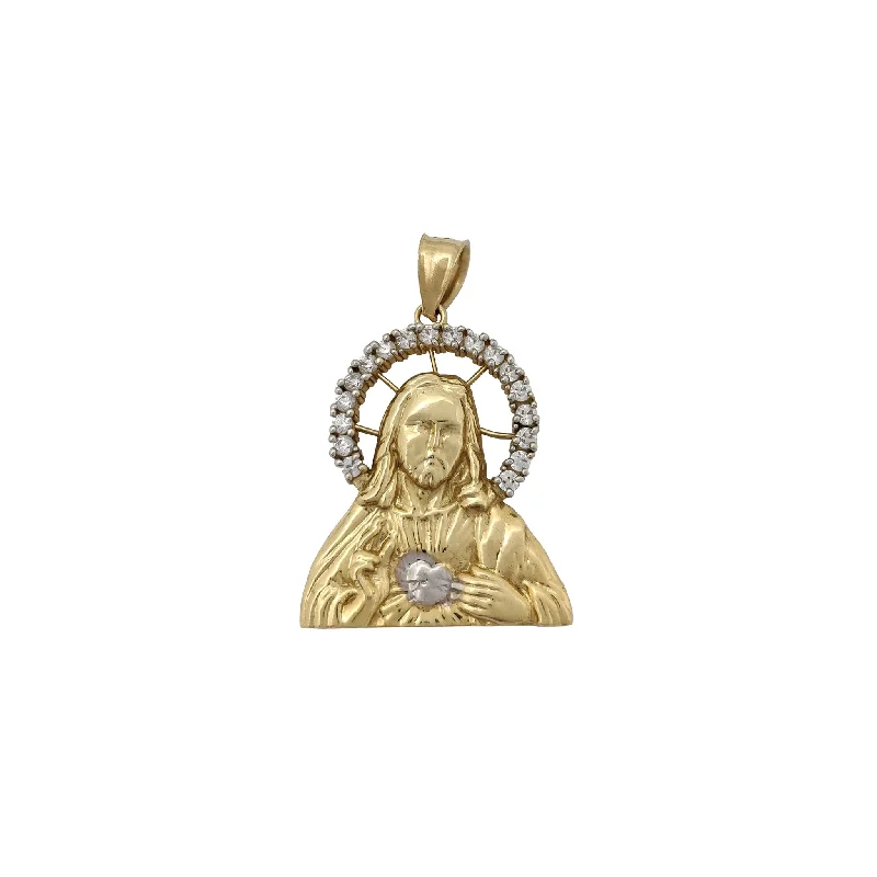 Double - Heart Pendant with Interlocking Design for CouplesHalo Jesus Pendant (14K)