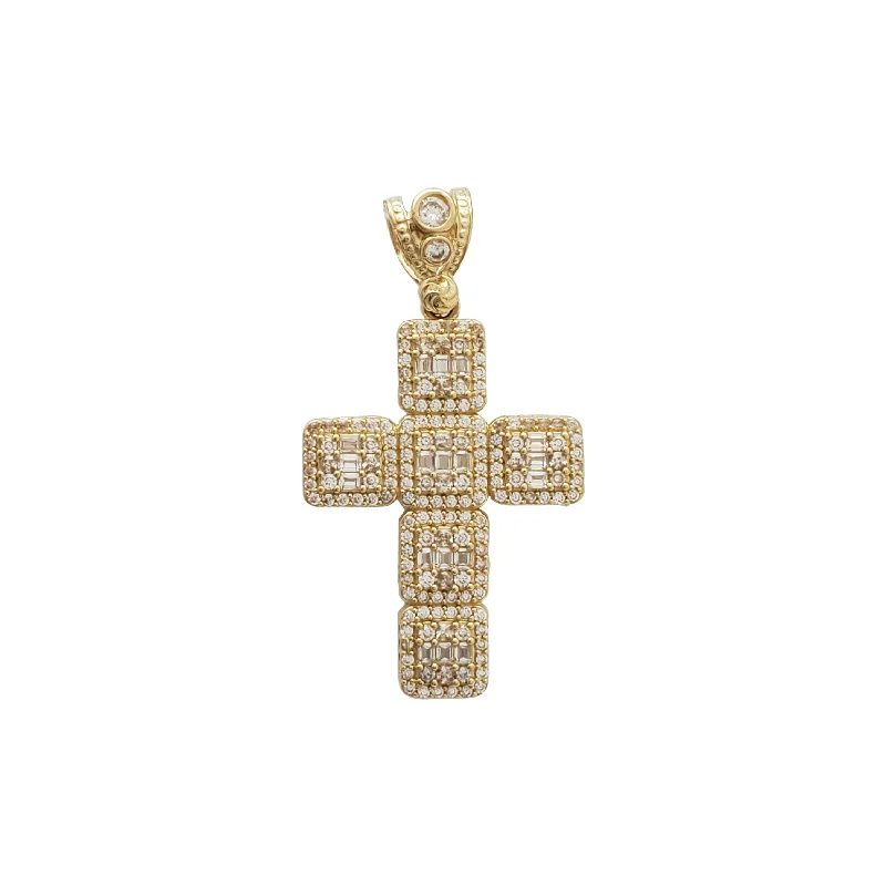 Adjustable - Chain Cubic Zirconia Solitaire Pendant for a Sparkling GiftIced-Out Cross Pendant (14K)