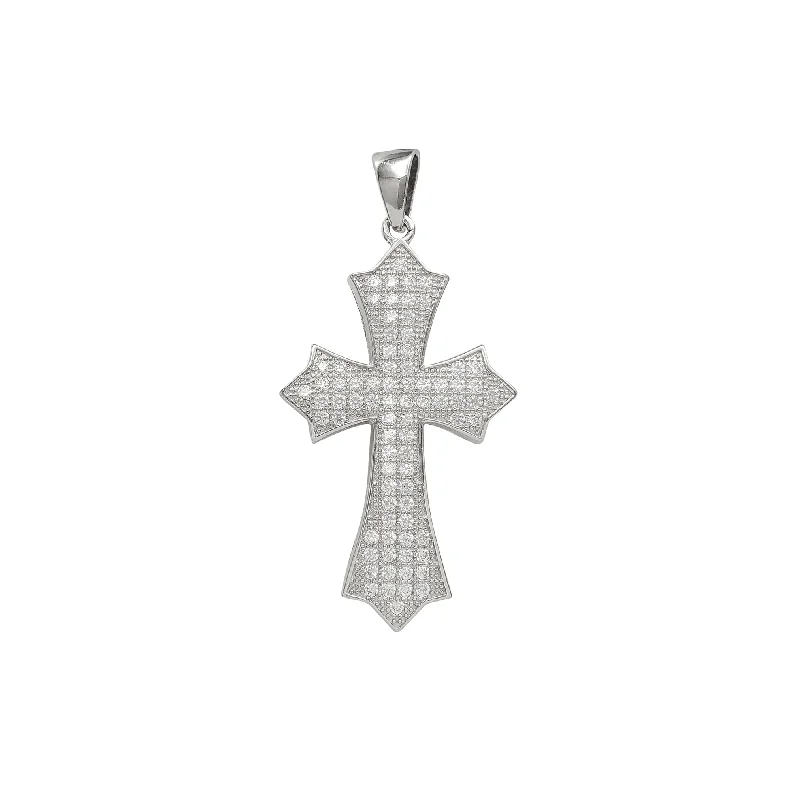 LED - Illuminated Moon Pendant Necklace for Nighttime EventsIced-Out Fleur Cross Pendant (Silver)