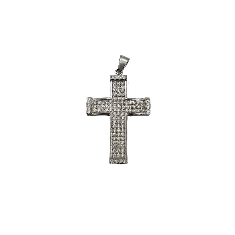 Hypoallergenic Stainless Steel Dog Tag Pendant Necklace for Active MenIced-Out Box Cross Pendant (Silver)