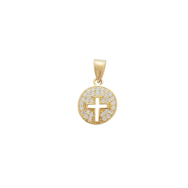 Pearl - Embellished Floral Pendant for a Feminine and Romantic LookIced-Out Round Cross Pendant (14K)