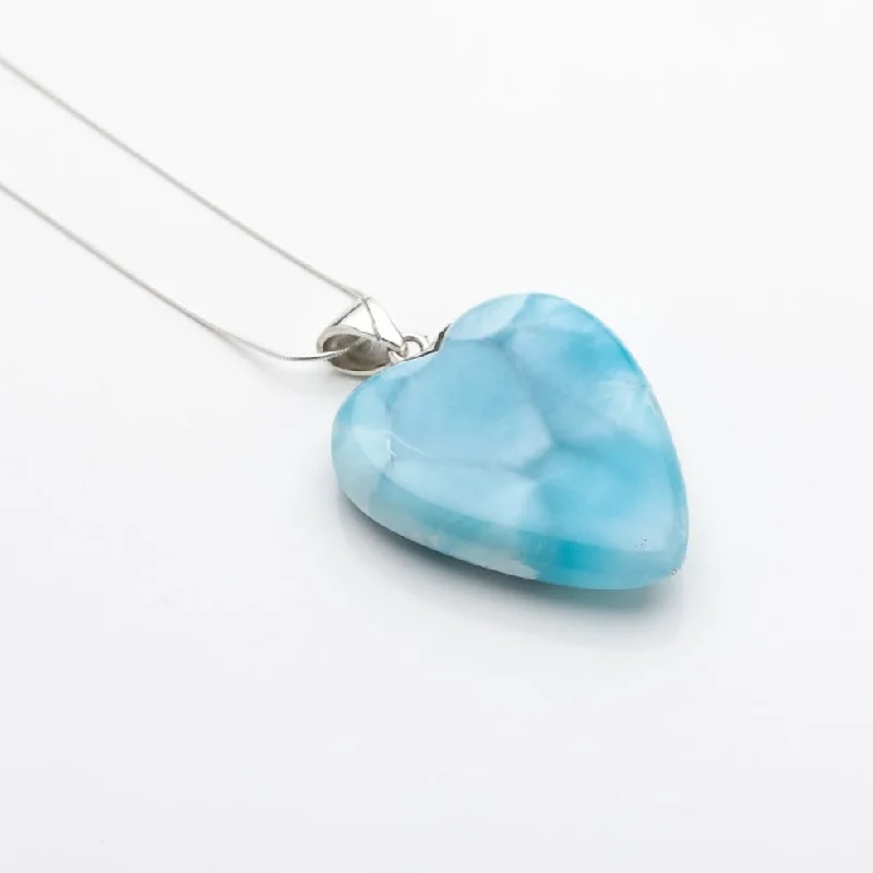 Custom - Engraved Initial Pendant Necklace in Sterling Silver for Mother's Day GiftLarimar Heart Pendant Leela