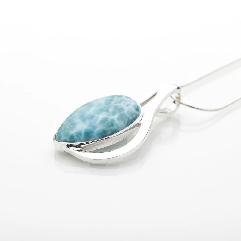 Adjustable - Length Turquoise - Inlaid Teardrop Pendant Necklace for TravelersLarimar Pendant Sav