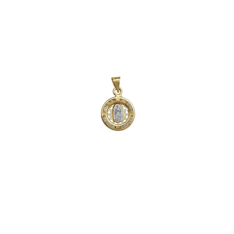 Pearl - Embellished Floral Pendant for a Feminine and Romantic LookMiniature Zirconia Two-Tone Virgin Mary Round Pendant (14K)