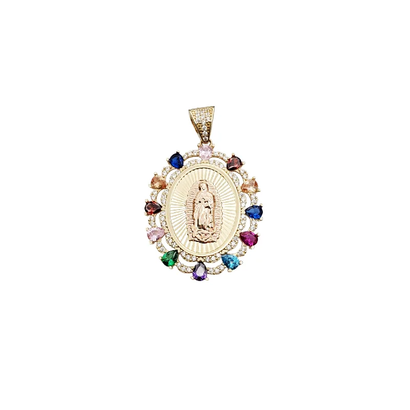 Gothic - Style Skull Pendant with Red Enamel Accents for Alternative FashionMulti-Color CZ Virgin Mary Pendant (14K)