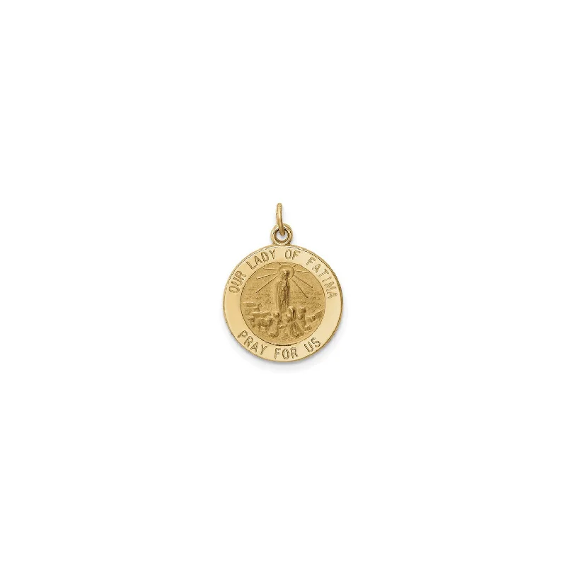 Antique - Brass - Finished Compass Pendant for Travelers and ExplorersOur Lady of Fatima Round Solid Medal (14K)