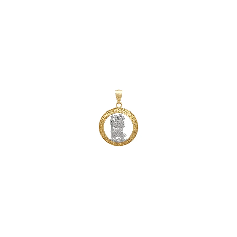 Rhinestone - Encrusted Crown Pendant for Little Girls' Dress - UpSaint Christopher Medallion Pendant (14K)