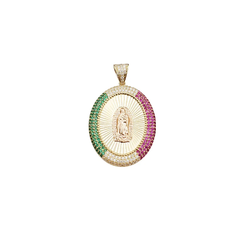 Water - Resistant Stainless Steel Diving - Themed Pendant for DiversOval Multi-Color CZ Virgin Mary Pendant (14K)