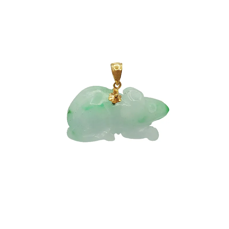 Magnetic - Locking Pendant with Hidden Compartment for Secret MessagesRat Zodiac Sign Jade Pendant (14K)